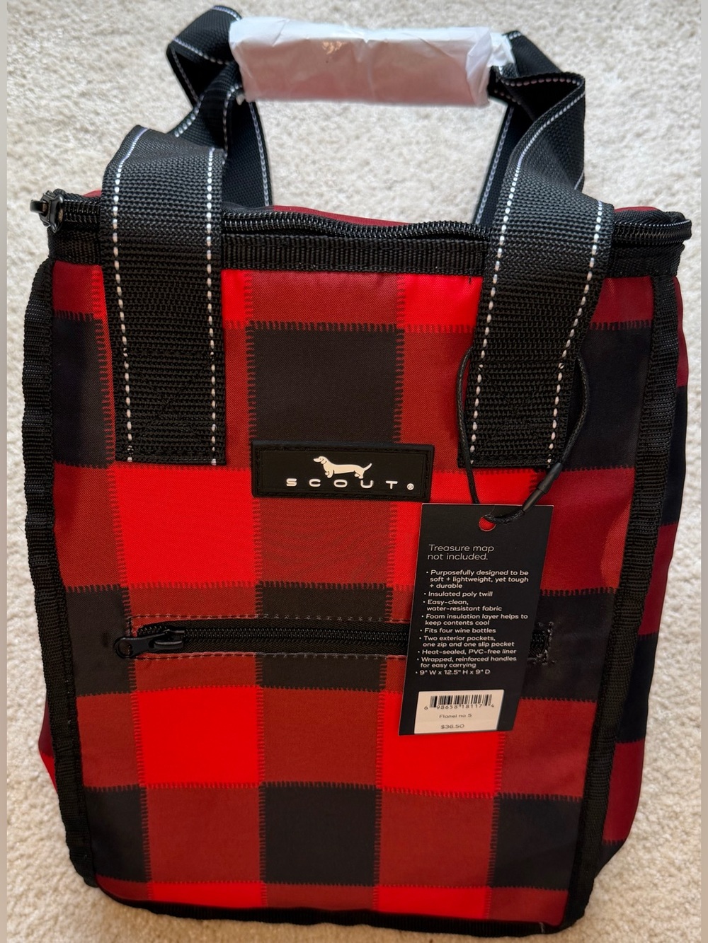 SCOUT Pleasure Chest Cooler Flannel No 5 Red Black Plaid NWT